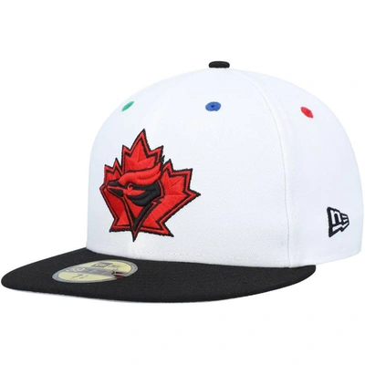 Shop New Era White/black Toronto Blue Jays 25th Anniversary Primary Eye 59fifty Fitted Hat