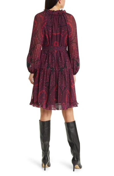 Shop Kobi Halperin Trinity Balloon Sleeve Pleated Dress In Black Multi