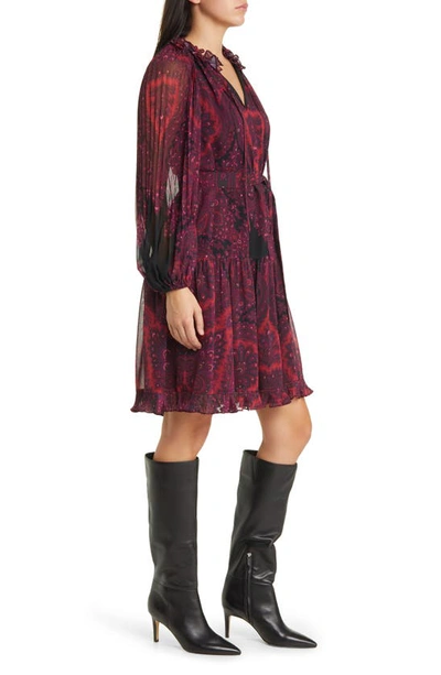 Shop Kobi Halperin Trinity Balloon Sleeve Pleated Dress In Black Multi