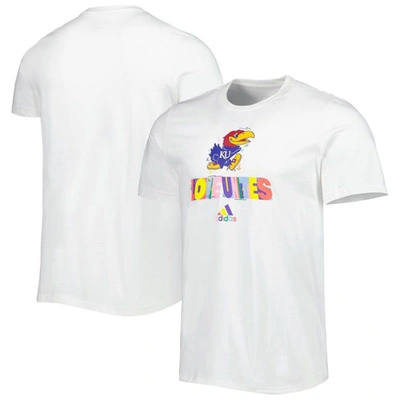 Shop Adidas Originals Adidas White Kansas Jayhawks Pride Fresh T-shirt