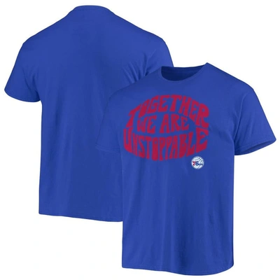Junk Food Men's Royal Philadelphia 76ers Positive Message Enzyme Washed T-shirt In Royal