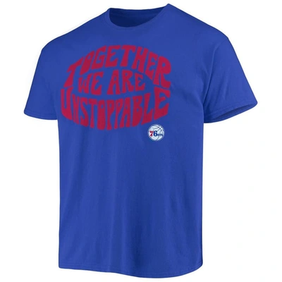 Junk Food Men's Royal Philadelphia 76ers Positive Message Enzyme Washed T-shirt In Royal
