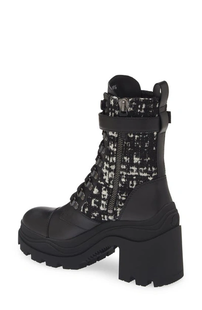 Shop Moncler Envile Tweed Block Heel Boot In Black