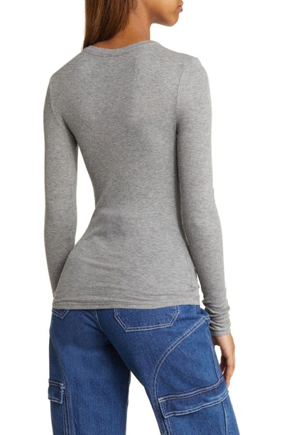 Bp. Ribbed Long Sleeve Tee In Grey Cloudy Heather