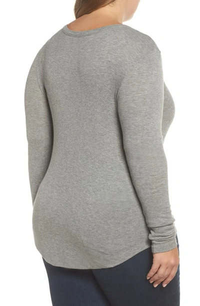Bp. Ribbed Long Sleeve Tee In Grey Cloudy Heather
