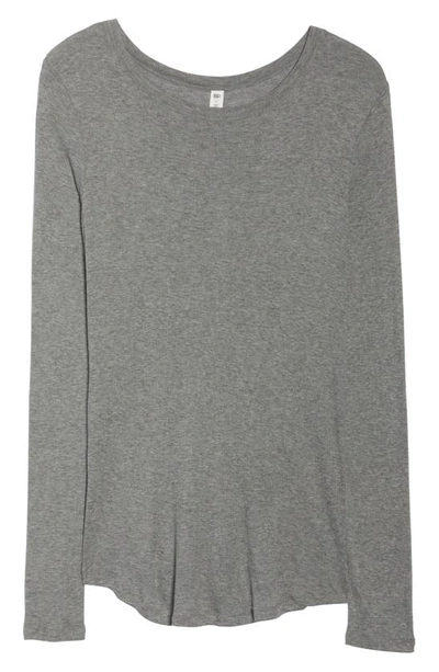Bp. Ribbed Long Sleeve Tee In Grey Cloudy Heather
