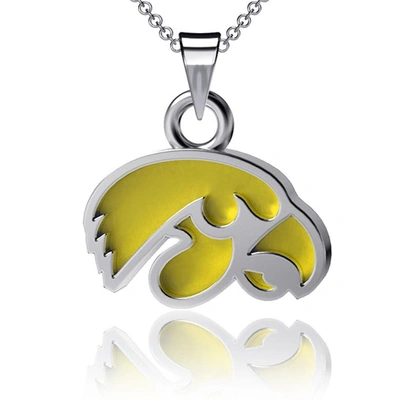Shop Dayna Designs Iowa Hawkeyes Enamel Small Pendant Necklace In Silver