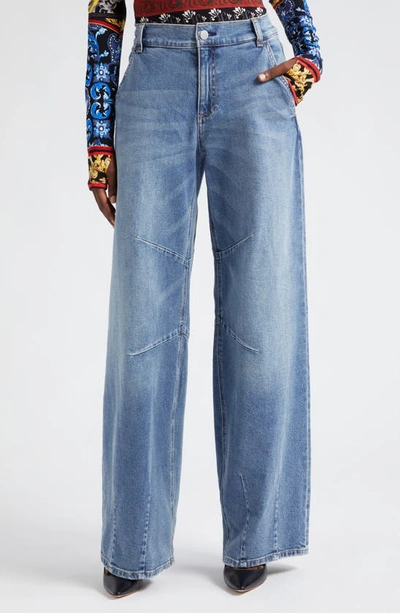 Shop Alice And Olivia Parker Wide Leg Jeans In Avery Blue