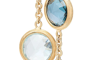 Shop Marco Bicego Jaipur 18k Yellow Gold Mixed Blue Topaz Two-strand Earrings In Yellow Gold/ Blue Topaz