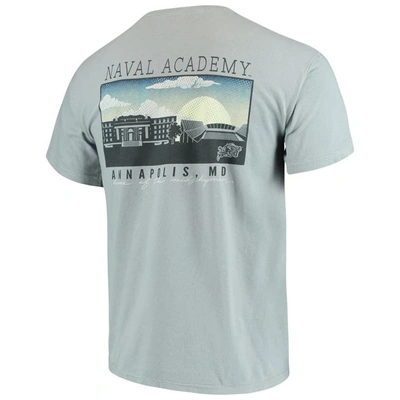 Image One Men's Gray Navy Midshipmen Team Comfort Colors Campus Scenery T-shirt In Gray