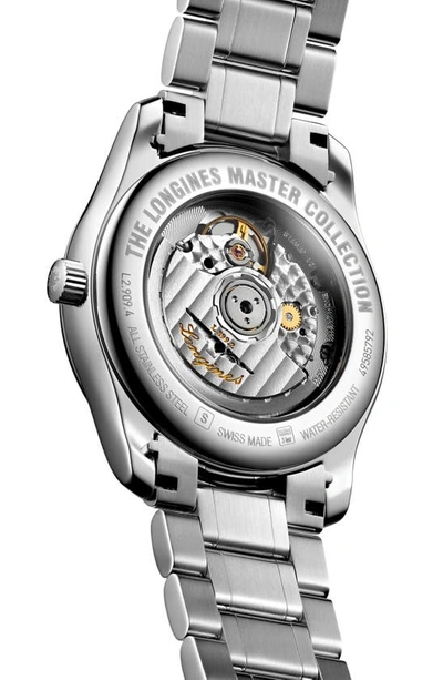 Shop Longines Master Automatic Bracelet Watch, 40mm In Silver/ Blue