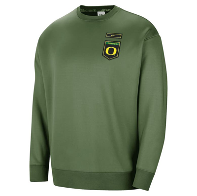 Shop Nike Olive Oregon Ducks Military Collection All-time Performance Crew Pullover Sweatshirt