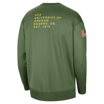 Shop Nike Olive Oregon Ducks Military Collection All-time Performance Crew Pullover Sweatshirt