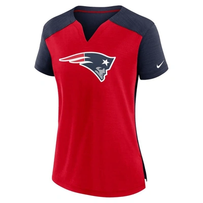 Shop Nike Red/navy New England Patriots Impact Exceed Performance Notch Neck T-shirt