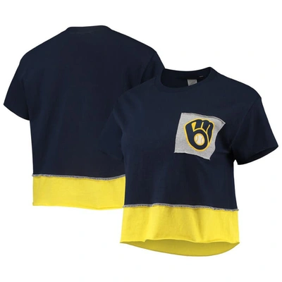Shop Refried Apparel Navy Milwaukee Brewers Cropped T-shirt