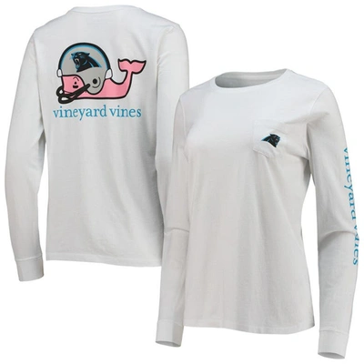 Shop Vineyard Vines White Carolina Panthers Helmet Long Sleeve T-shirt