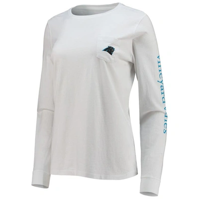 Shop Vineyard Vines White Carolina Panthers Helmet Long Sleeve T-shirt