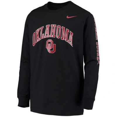Shop Nike Youth  Black Oklahoma Sooners Arch & Logo 2-hit Long Sleeve T-shirt