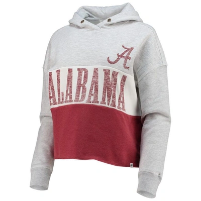 Shop 47 ' Heathered Gray/heathered Crimson Alabama Crimson Tide Lizzy Colorblocked Cropped Pullover Hoodie In Heather Gray