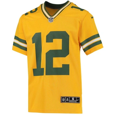 Shop Nike Youth  Aaron Rodgers Gold Green Bay Packers Inverted Team Game Jersey