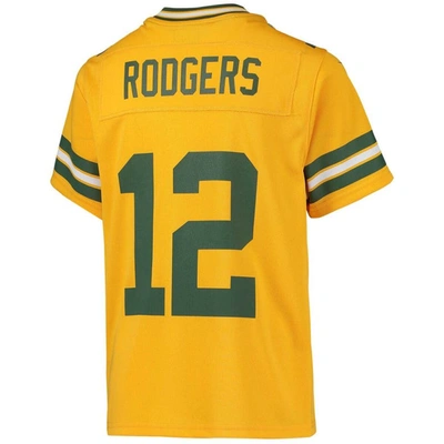 Shop Nike Youth  Aaron Rodgers Gold Green Bay Packers Inverted Team Game Jersey