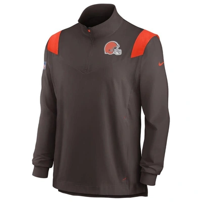 Shop Nike Brown Cleveland Browns Sideline Coach Chevron Lockup Quarter-zip Long Sleeve Top