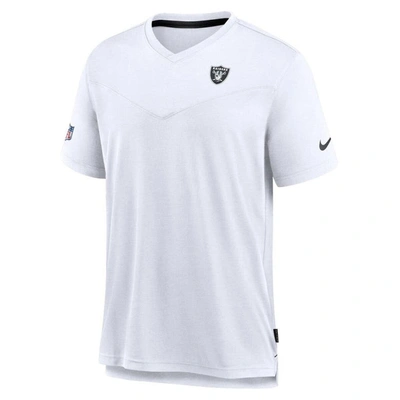 Shop Nike Gray Las Vegas Raiders Sideline Coach Chevron Lock Up Logo V-neck Performance T-shirt