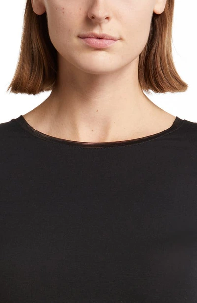 Shop Oroblu Perfect Line Tulle Trim Stretch Modal T-shirt In Black