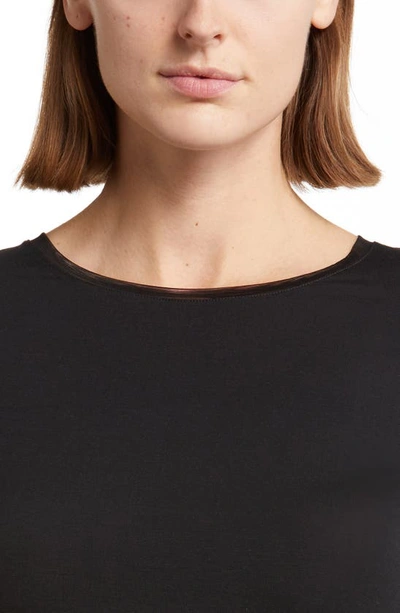 Oroblu Perfect Line Tulle Trim Stretch Modal T-shirt In Black