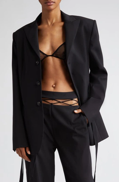 Shop Nensi Dojaka Tailored Stretch Wool Jacket In Black