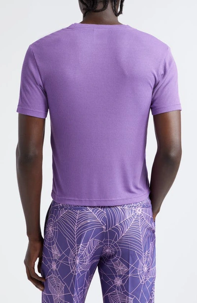 Shop Stockholm Surfboard Club Beth Linen Rib Graphic T-shirt In Purple