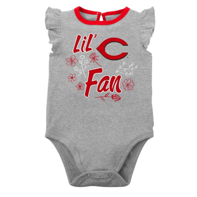 Shop Outerstuff Girls Newborn & Infant Red/heather Gray Cincinnati Reds Little Fan Two-pack Bodysuit Set