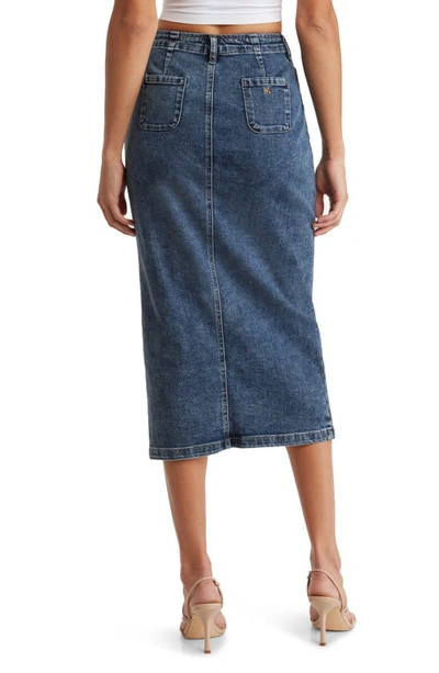 Shop Wash Lab Denim Daily Slit Denim Midi Skirt In Shine Blue