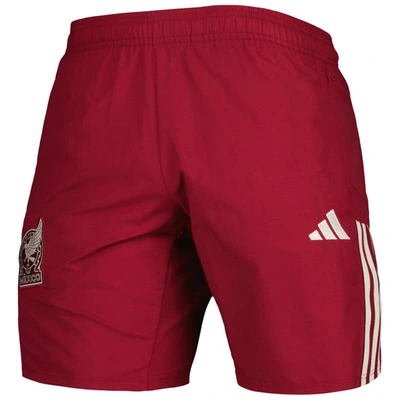 Shop Adidas Originals Adidas Red Mexico National Team Downtime Shorts In Burgundy