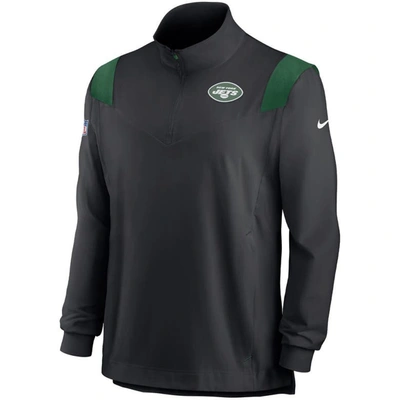 Shop Nike Black New York Jets Sideline Coach Chevron Lockup Quarter-zip Long Sleeve Top