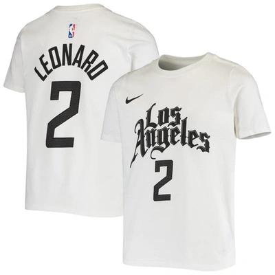 Shop Nike Youth  Kawhi Leonard White La Clippers Name & Number Performance T-shirt