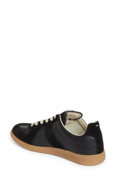 Maison Margiela Men Black Leather And Suede Replica Sneakers In Black/black H6851