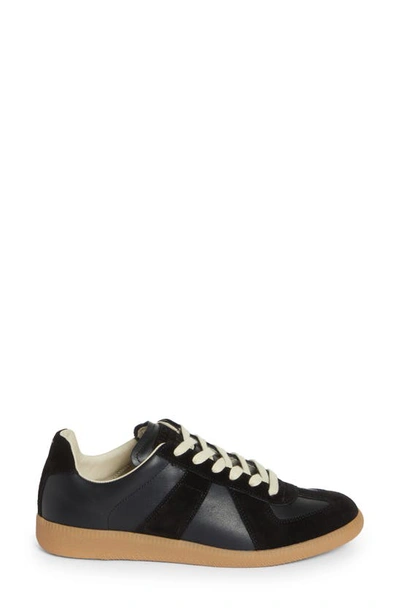 Maison Margiela Men Black Leather And Suede Replica Sneakers In Black/black H6851