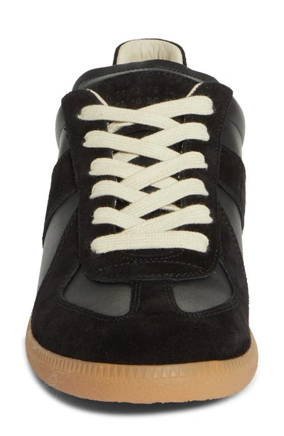Maison Margiela Men Black Leather And Suede Replica Sneakers In Black/black H6851