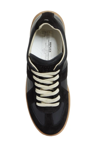 Maison Margiela Men Black Leather And Suede Replica Sneakers In Black/black H6851