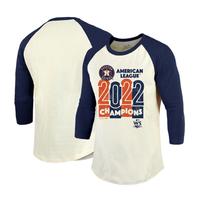 Shop Majestic Threads Cream/navy Houston Astros 2022 American League Champions Yearbook Tri-blend 3/4 Rag