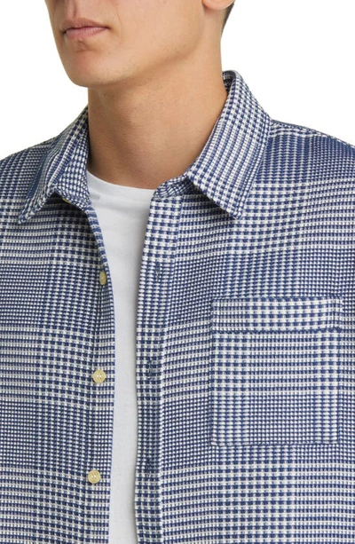 Shop Forét Gentle Check Organic Cotton Button-up Shirt In Navy