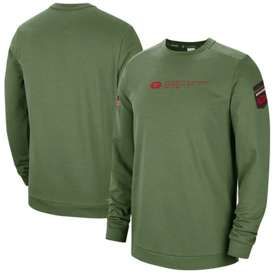 Shop Nike Olive Georgia Bulldogs Military Pullover Sweatshirt