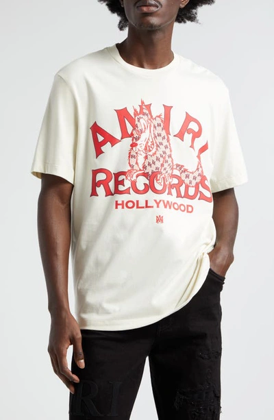 Shop Amiri Wolf Records Cotton Graphic T-shirt In Vanilla Ice