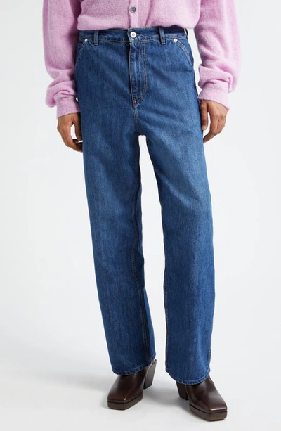 Shop Our Legacy Joiner Oversize High Waist Wide Leg Carpenter Jeans In Western Blue Denim