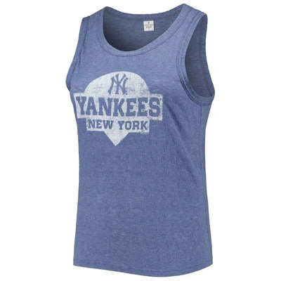 Shop Soft As A Grape Navy New York Yankees Plus Size High Neck Tri-blend Tank Top