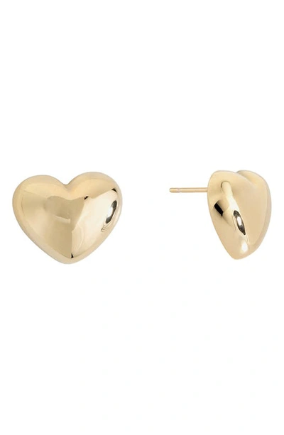 Shop Shashi Ana Heart Stud Earrings In Gold