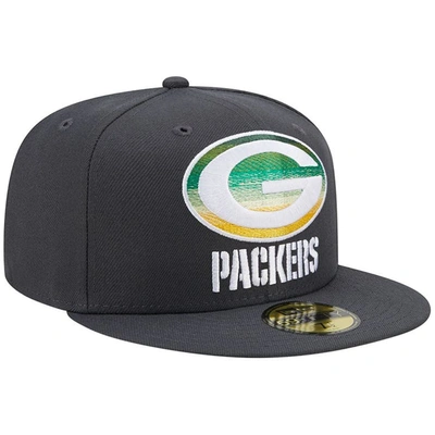 Shop New Era Graphite Green Bay Packers Color Dim 59fifty Fitted Hat