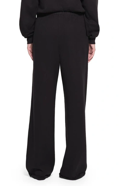 Skims Cotton Blend Fleece Straight Leg Sweatpants In Onyx