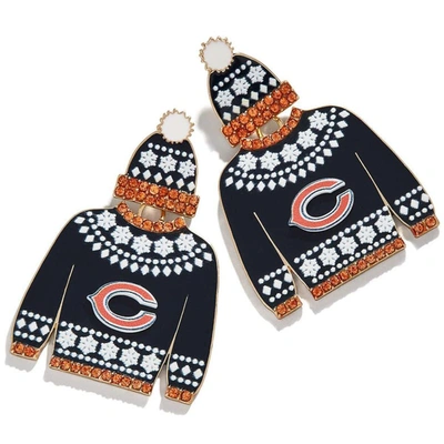 Shop Baublebar Chicago Bears Sweater Earrings In Navy